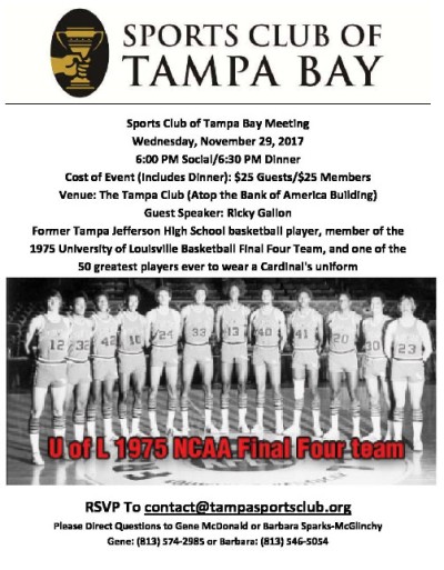 SCTB Dinner Ricky Gallon Former Tampa Jefferson High School Basketball Player